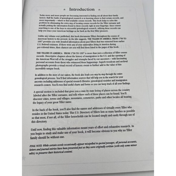 The Tillers In America Genealogical Book 1790 - 1997 by Halberts Paperback - Picture 4 of 8